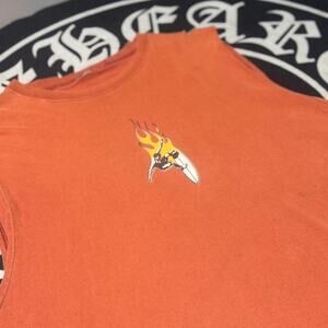 Orange Surf Fire Surfing Flame Graphic Tee Sleeveless Shirt